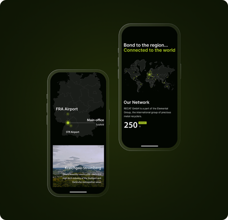 Redesigned RECAT homepage — global reach map section